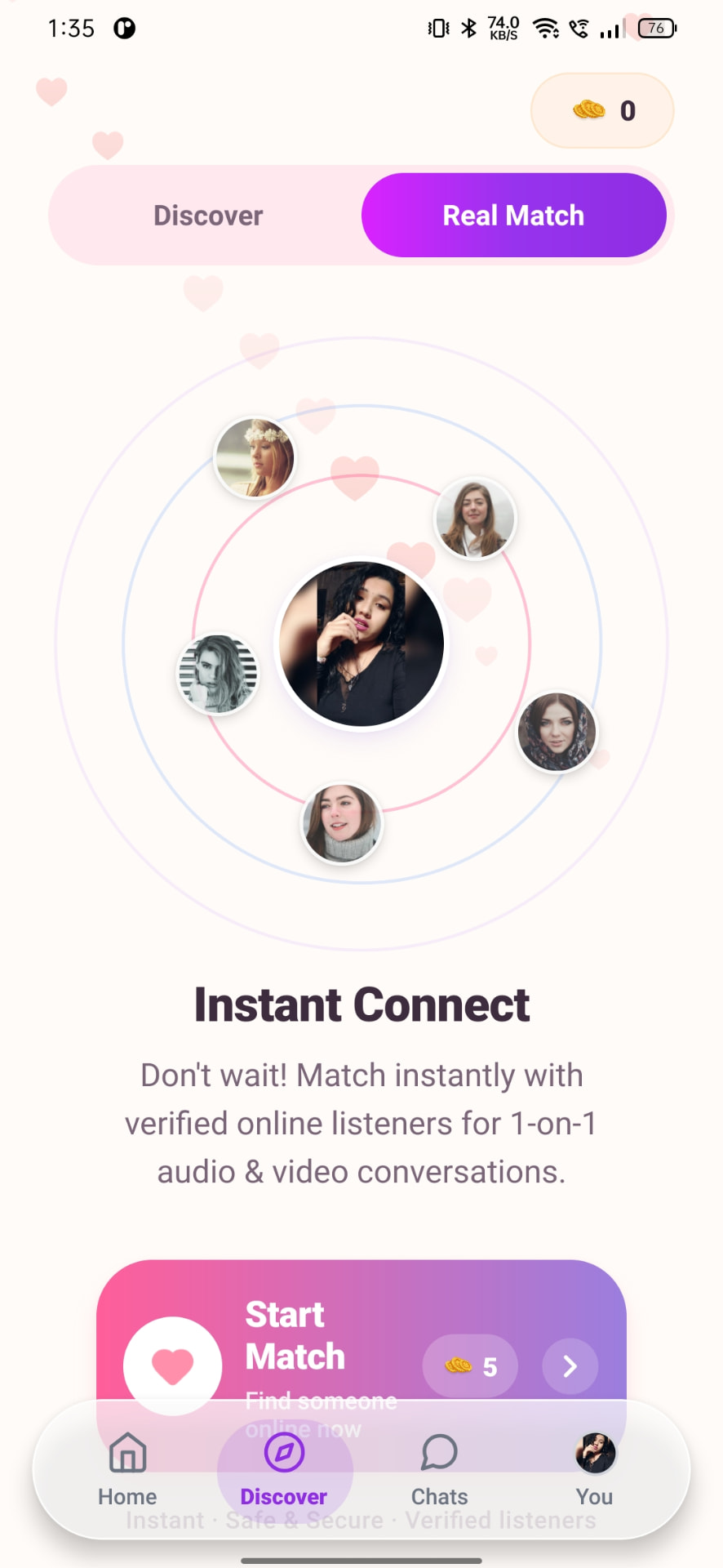 Chat Corner instant connect matching screen